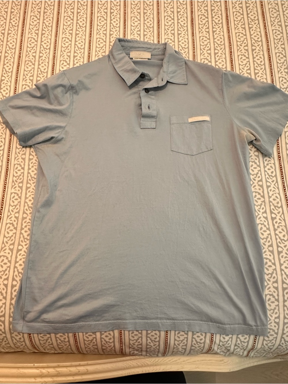 Prada Light Blue Men's Polo with Chest Pocket
